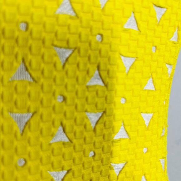 Tahari Fit & Flare Dress Golden Yellow Cutout Casual Spring Bright - 2P - Picture 4 of 6